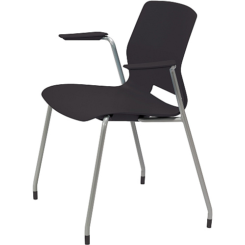 KFI Swey Collection 4-leg Stool With Arms Black Seat Color - Polypropylene Seat Material - Black Back Color - Polypropylene Back Material - Silver Frame Color - Stainless Steel Frame Material - Four-legged Base - 1 Each (2701P10)