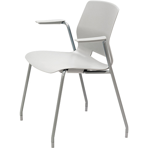 KFI Swey Collection 4-leg Stool With Arms Light Gray Seat Color - Polypropylene Seat Material - Light Gray Back Color - Polypropylene Back Material - Silver Frame Color - Stainless Steel Frame Material - Four-legged Base - 1 Each (2701P13)