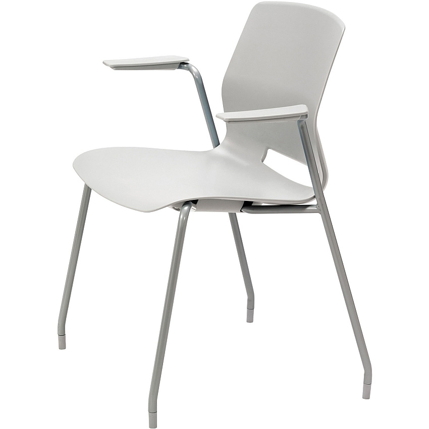 KFI Swey Collection 4-leg Stool With Arms Light Gray Seat Color - Polypropylene Seat Material - Light Gray Back Color - Polypropylene Back Material - Silver Frame Color - Stainless Steel Frame Material - Four-legged Base - 1 Each (2701P13)