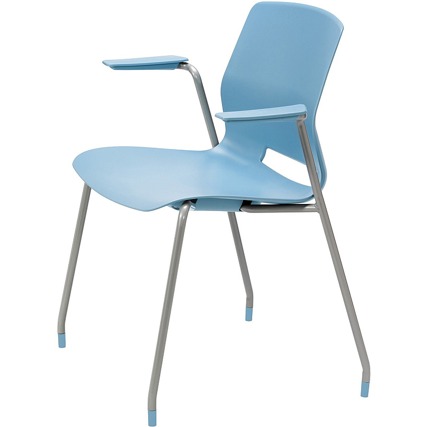 KFI Swey Collection 4-leg Stool With Arms Sky Blue Seat Color - Polypropylene Seat Material - Sky Blue Back Color - Polypropylene Back Material - Silver Frame Color - Stainless Steel Frame Material - Four-legged Base - 1 Each (2701P35)