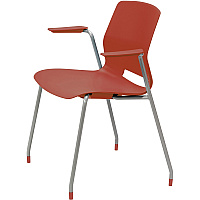 KFI Swey Collection 4-leg Stool With Arms Coral Seat Color - Polypropylene Seat Material - Coral Back Color - Polypropylene Back Material - Silver Frame Color - Stainless Steel Frame Material - Four-legged Base - 1 Each (2701P41)