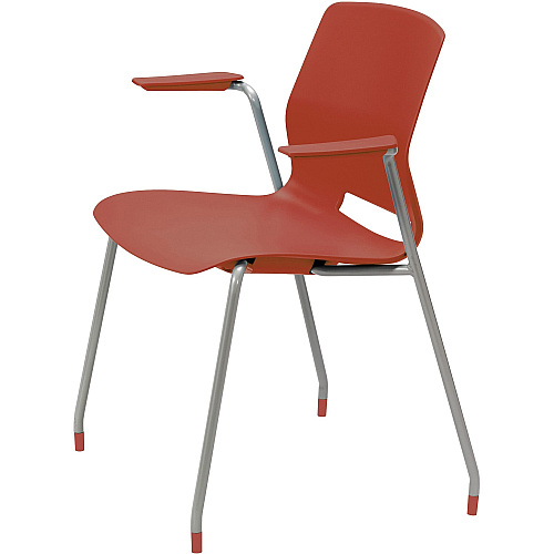 KFI Swey Collection 4-leg Stool With Arms Coral Seat Color - Polypropylene Seat Material - Coral Back Color - Polypropylene Back Material - Silver Frame Color - Stainless Steel Frame Material - Four-legged Base - 1 Each (2701P41)