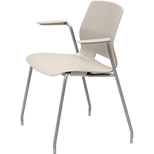 KFI Swey Collection 4-leg Stool With Arms Moonbeam Seat Color - Polypropylene Seat Material - Moonbeam Back Color - Polypropylene Back Material - Silver Frame Color - Stainless Steel Frame Material - Four-legged Base - 1 Each (2701P45)