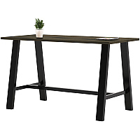 KFI Midtown Solid Wood Top Cafe Table Wood Grain Rectangle Top - 72