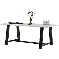 KFI Midtown 36x84x30 HPL Top Table White Rectangle Top - Cross Beam Base - 84