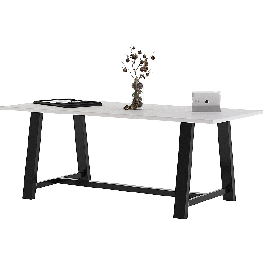 KFI Midtown 36x84x30 HPL Top Table White Rectangle Top - Cross Beam Base - 84" Table Top Length x 36" Table Top Width - 30" Height - Assembly Required - High Pressure Laminate (HPL) Top Material - 1 Each (3684MT30D354)