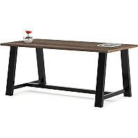 KFI Midtown 36x84x30 HPL Top Table Teak Rectangle Top - Cross Beam Base - 84