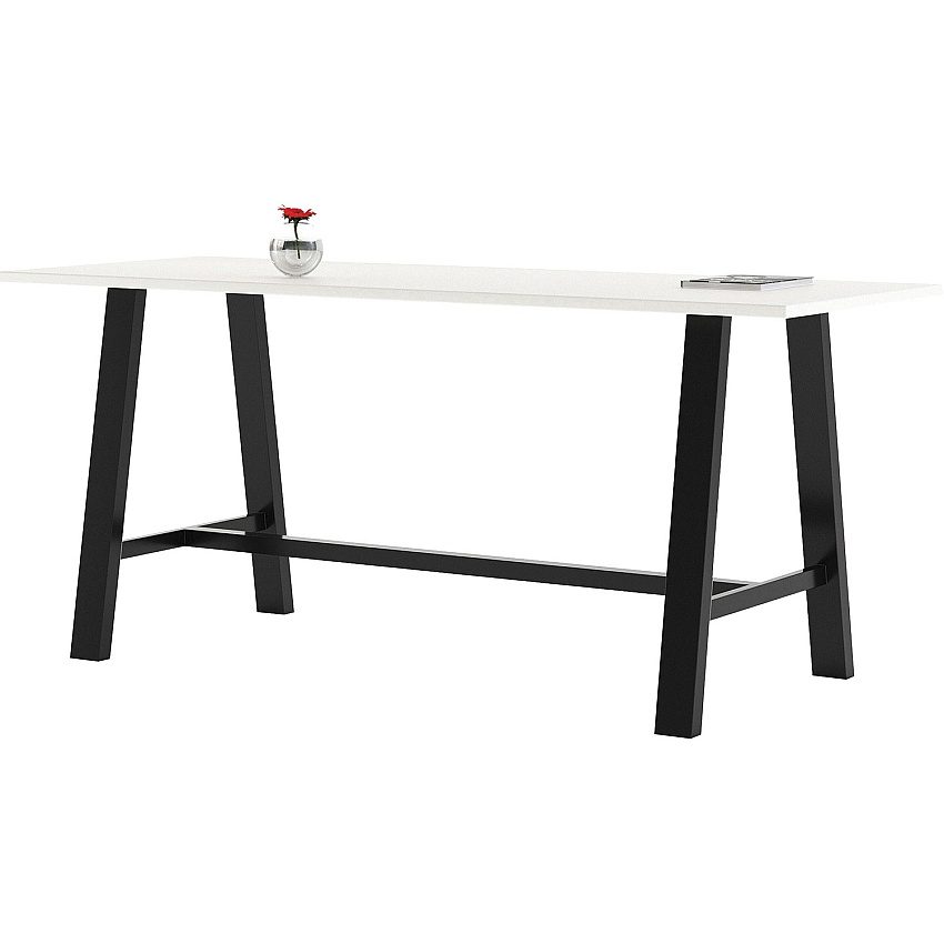 KFI HPL Laminate Top Bar-height Table White Rectangle Top - Cross Beam Base - 84" Table Top Length x 36" Table Top Width - 41" Height - Assembly Required - High Pressure Laminate (HPL) Top Material - 1 Each (3684MT41D354)