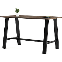 KFI HPL Laminate Top Bar-height Table Teak Rectangle Top - Cross Beam Base - 84