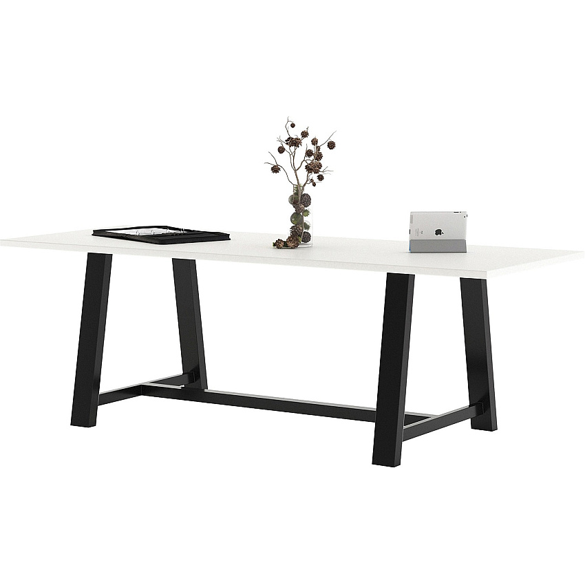 KFI Midtown 36x96x30 HPL Top Table White Rectangle Top - Cross Beam Base - 96" Table Top Length x 36" Table Top Width - 30" Height - Assembly Required - High Pressure Laminate (HPL) Top Material - 1 Each (3696MT30D354)