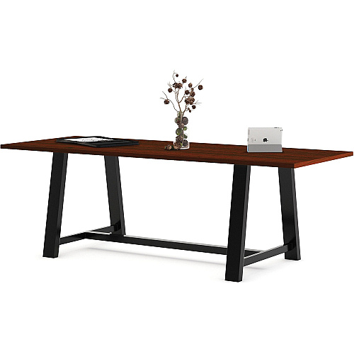 KFI Midtown 36x96x30 HPL Top Table Maple Rectangle Top - Cross Beam Base - 96" Table Top Length x 36" Table Top Width - 30" Height - Assembly Required - High Pressure Laminate (HPL) Top Material - 1 Each (3696MT30M)