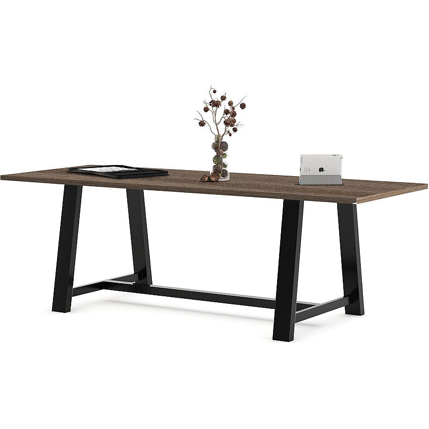 KFI Midtown 36x96x30 HPL Top Table Teak Rectangle Top - Cross Beam Base - 96" Table Top Length x 36" Table Top Width - 30" Height - Assembly Required - High Pressure Laminate (HPL) Top Material - 1 Each (3696MT30ST)