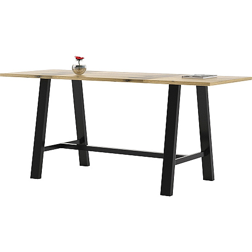 KFI Midtown Solid Wood Top Cafe Table Natural Rectangle Top - 96" Table Top Length x 36" Table Top Width - 41" Height - Assembly Required - Poplar Wood Top Material - 1 Each (3696MTLFTN41)