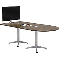 KFI Powered Horseshoe Table High Pressure Laminate (HPL) Rectangle, Teak Top - Column Leg Base - 84" Table Top Length x 42" Table Top Width - Assembly Required - 1 Each (4284HSB4TKDC)