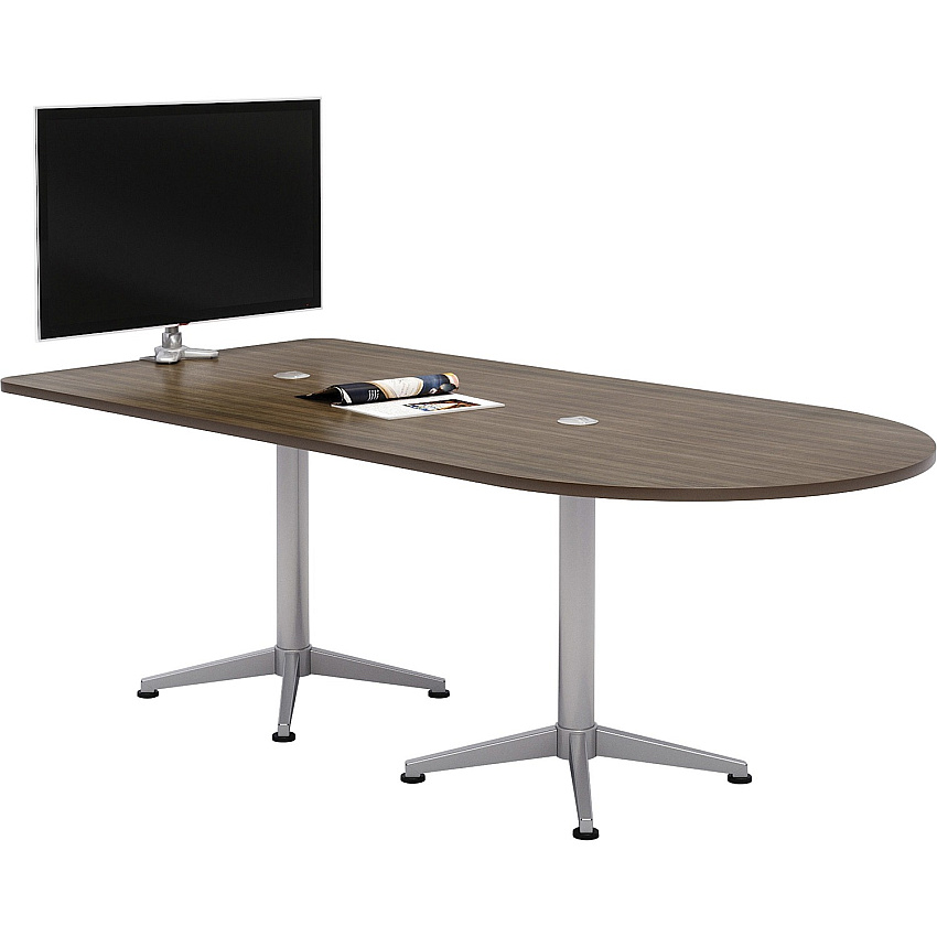 KFI Powered Horseshoe Table High Pressure Laminate (HPL) Rectangle, Teak Top - Column Leg Base - 84" Table Top Length x 42" Table Top Width - Assembly Required - 1 Each (4284HSB4TKDC)