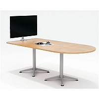 KFI Laminate Top Horseshoe Table High Pressure Laminate (HPL) Half-round, Natural Top - Column Leg Base - 84" Table Top Length x 42" Table Top Width - Assembly Required - 1 Each (4284HSBW42NA)