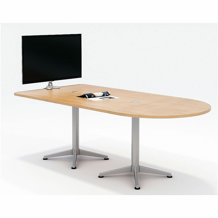 KFI Laminate Top Horseshoe Table High Pressure Laminate (HPL) Half-round, Natural Top - Column Leg Base - 84" Table Top Length x 42" Table Top Width - Assembly Required - 1 Each (4284HSBW42NA)
