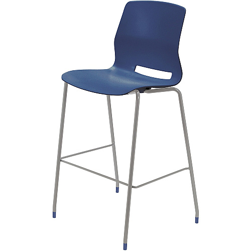 KFI Swey Collection 30" Multipurpose Stool Navy Seat Color - Polypropylene Seat Material - Navy Back Color - Polypropylene Back Material - Silver Frame Color - Stainless Steel Frame Material - Four-legged Base - 1 Each (BR2700P03)