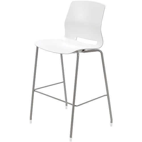KFI Swey Collection 30" Multipurpose Stool White Seat Color - Polypropylene Seat Material - White Back Color - Polypropylene Back Material - Silver Frame Color - Stainless Steel Frame Material - Four-legged Base - 1 Each (BR2700P08)