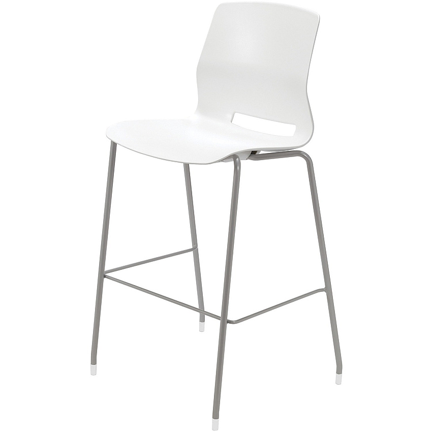 KFI Swey Collection 30" Multipurpose Stool White Seat Color - Polypropylene Seat Material - White Back Color - Polypropylene Back Material - Silver Frame Color - Stainless Steel Frame Material - Four-legged Base - 1 Each (BR2700P08)