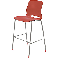 KFI Swey Collection 30" Multipurpose Stool Coral Seat Color - Polypropylene Seat Material - Coral Back Color - Polypropylene Back Material - Silver Frame Color - Stainless Steel Frame Material - Four-legged Base - 1 Each (BR2700P41)