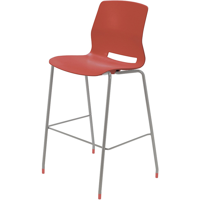 KFI Swey Collection 30" Multipurpose Stool Coral Seat Color - Polypropylene Seat Material - Coral Back Color - Polypropylene Back Material - Silver Frame Color - Stainless Steel Frame Material - Four-legged Base - 1 Each (BR2700P41)