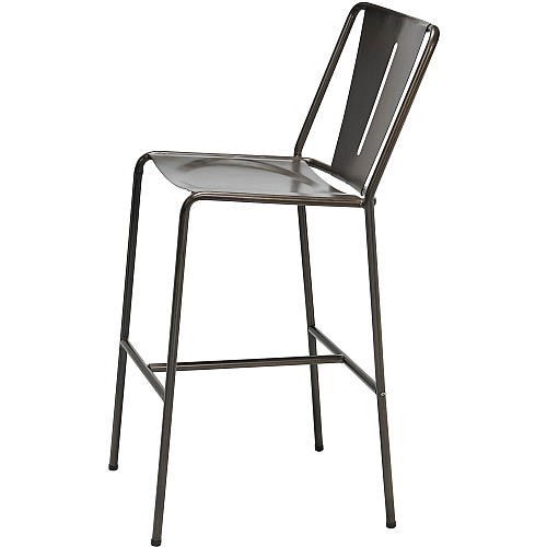 KFI Stackable Indoor Barstool Natural Steel Seat Color - Natural Steel Back Color - Steel Frame Material - Four-legged Base - 1 Carton (BR6200)