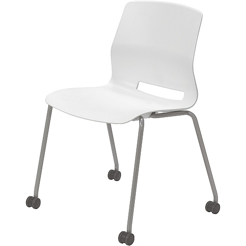 KFI Swey Armless Multipurpose Stool White Seat Color - Polypropylene Seat Material - White Back Color - Polypropylene Back Material - Silver Frame Color - Stainless Steel Frame Material - Four-legged Base - 1 Each (CS2700P08)