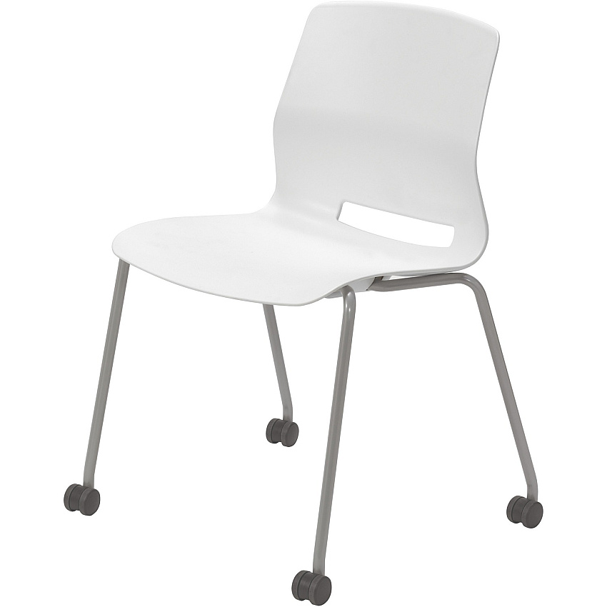 KFI Swey Armless Multipurpose Stool White Seat Color - Polypropylene Seat Material - White Back Color - Polypropylene Back Material - Silver Frame Color - Stainless Steel Frame Material - Four-legged Base - 1 Each (CS2700P08)