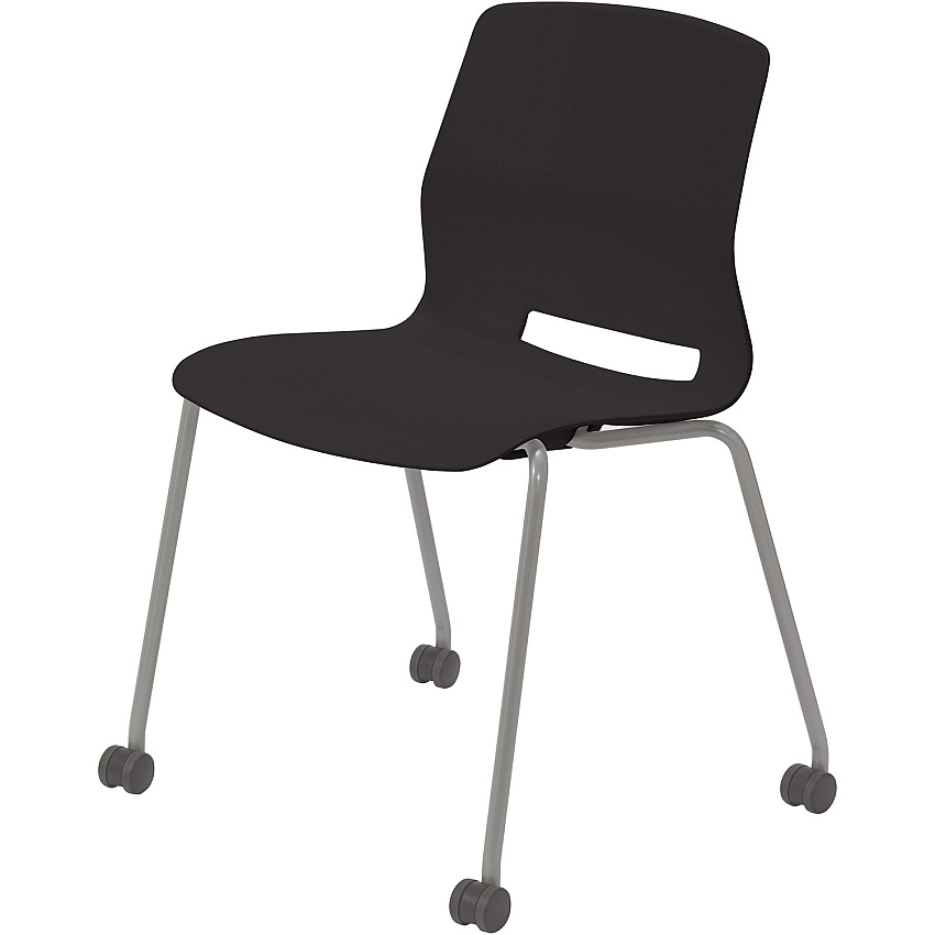 KFI Swey Armless Multipurpose Stool Black Seat Color - Polypropylene Seat Material - Black Back Color - Polypropylene Back Material - Silver Frame Color - Stainless Steel Frame Material - Four-legged Base - 1 Each (CS2700P10)