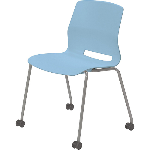 KFI Swey Armless Multipurpose Stool Sky Blue Seat Color - Polypropylene Seat Material - Sky Blue Back Color - Polypropylene Back Material - Silver Frame Color - Stainless Steel Frame Material - Four-legged Base - 1 Each (CS2700P35)
