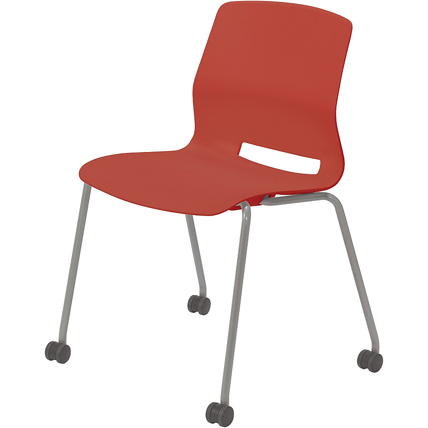 KFI Swey Armless Multipurpose Stool Coral Seat Color - Polypropylene Seat Material - Coral Back Color - Polypropylene Back Material - Silver Frame Color - Stainless Steel Frame Material - Four-legged Base - 1 Each (CS2700P41)