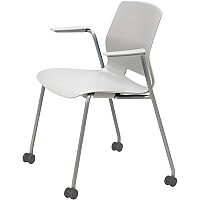 KFI Swey Mobile Multipurpose Stool with Arms Light Gray Seat Color - Polypropylene Seat Material - Light Gray Back Color - Polypropylene Back Material - Silver Frame Color - Stainless Steel Frame Material - Four-legged Base - 1 Each (CS2701P13)