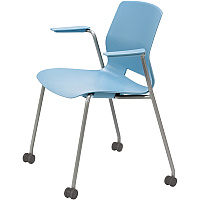 KFI Swey Mobile Multipurpose Stool with Arms Sky Blue Seat Color - Polypropylene Seat Material - Sky Blue Back Color - Polypropylene Back Material - Silver Frame Color - Stainless Steel Frame Material - Four-legged Base - 1 Each (CS2701P35)