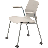 KFI Swey Mobile Multipurpose Stool with Arms Moonbeam Seat Color - Polypropylene Seat Material - Moonbeam Back Color - Polypropylene Back Material - Silver Frame Color - Stainless Steel Frame Material - Four-legged Base - 1 Each (CS2701P45)