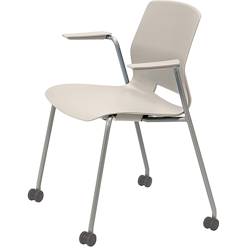 KFI Swey Mobile Multipurpose Stool with Arms Moonbeam Seat Color - Polypropylene Seat Material - Moonbeam Back Color - Polypropylene Back Material - Silver Frame Color - Stainless Steel Frame Material - Four-legged Base - 1 Each (CS2701P45)