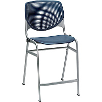 KFI Kool Counter-Height Stackable Stool Navy Seat Color - Polypropylene Seat Material - Navy Back Color - Polypropylene, Aluminum Alloy Back Material - Powder Coated Silver Frame Color - Cold Rolled Steel Frame Material - Four-legged Base - 1  (CT2300P03)