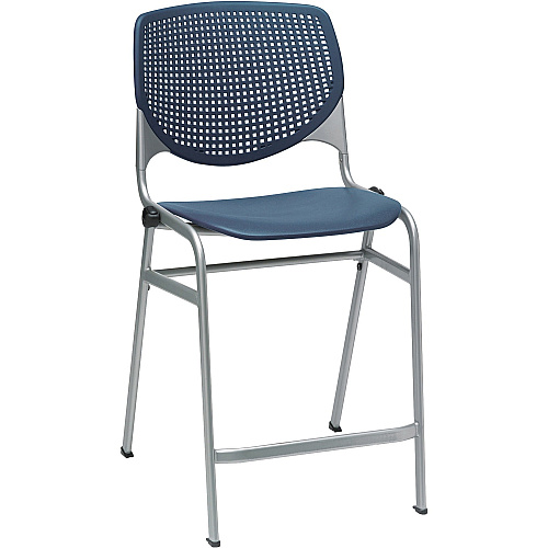 KFI Kool Counter-Height Stackable Stool Navy Seat Color - Polypropylene Seat Material - Navy Back Color - Polypropylene, Aluminum Alloy Back Material - Powder Coated Silver Frame Color - Cold Rolled Steel Frame Material - Four-legged Base - 1  (CT2300P03)