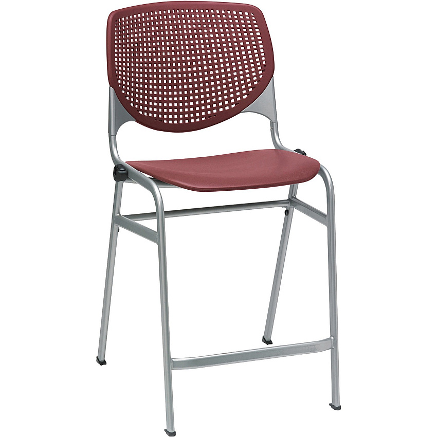 KFI Kool Counter-Height Stackable Stool Burgundy Seat Color - Polypropylene Seat Material - Burgundy Back Color - Polypropylene, Aluminum Alloy Back Material - Powder Coated Silver Frame Color - Cold Rolled Steel Frame Material - Four-legged B (CT2300P07)