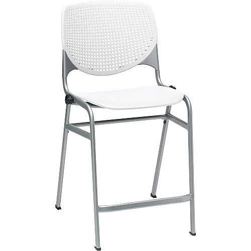 KFI Kool Counter-Height Stackable Stool White Seat Color - Polypropylene Seat Material - White Back Color - Polypropylene, Aluminum Alloy Back Material - Powder Coated Silver Frame Color - Cold Rolled Steel Frame Material - Four-legged Base -  (CT2300P08)