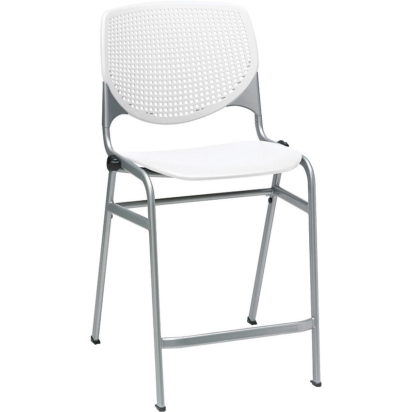 KFI Kool Counter-Height Stackable Stool White Seat Color - Polypropylene Seat Material - White Back Color - Polypropylene, Aluminum Alloy Back Material - Powder Coated Silver Frame Color - Cold Rolled Steel Frame Material - Four-legged Base -  (CT2300P08)