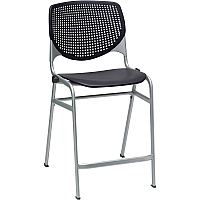 KFI Kool Counter-Height Stackable Stool Black Seat Color - Polypropylene Seat Material - Black Back Color - Polypropylene, Aluminum Alloy Back Material - Powder Coated Silver Frame Color - Cold Rolled Steel Frame Material - Four-legged Base -  (CT2300P10)