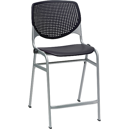 KFI Kool Counter-Height Stackable Stool Black Seat Color - Polypropylene Seat Material - Black Back Color - Polypropylene, Aluminum Alloy Back Material - Powder Coated Silver Frame Color - Cold Rolled Steel Frame Material - Four-legged Base -  (CT2300P10)
