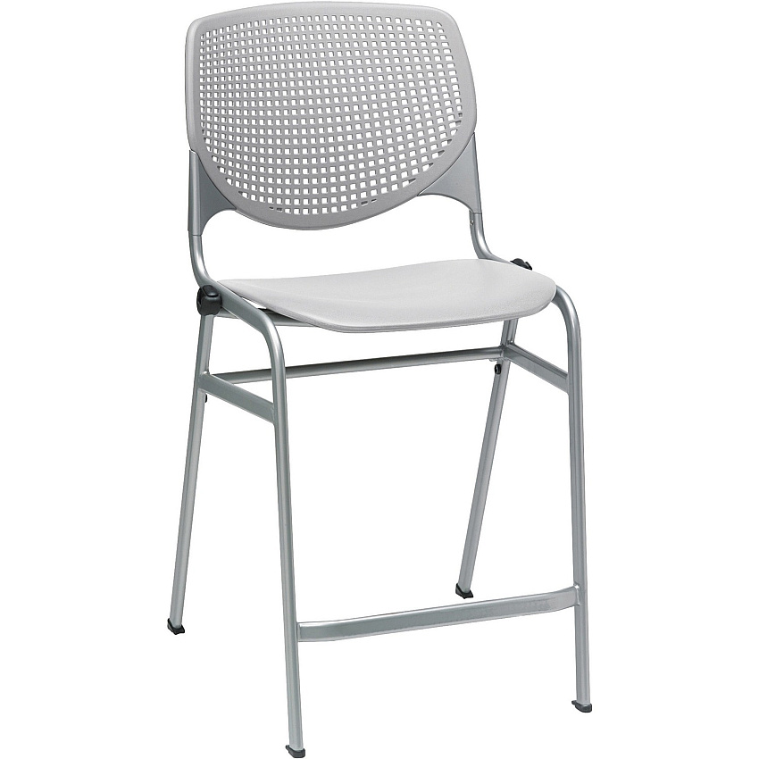 KFI Kool Counter-Height Stackable Stool Light Gray Seat Color - Polypropylene Seat Material - Light Gray Back Color - Polypropylene, Aluminum Alloy Back Material - Powder Coated Silver Frame Color - Cold Rolled Steel Frame Material - Four-legg (CT2300P13)