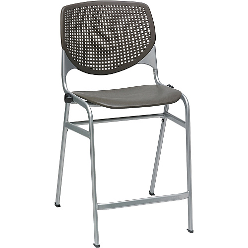 KFI Kool Counter-Height Stackable Stool Brownstone Seat Color - Polypropylene Seat Material - Brownstone Back Color - Polypropylene, Aluminum Alloy Back Material - Powder Coated Silver Frame Color - Cold Rolled Steel Frame Material - Four-legg (CT2300P18)