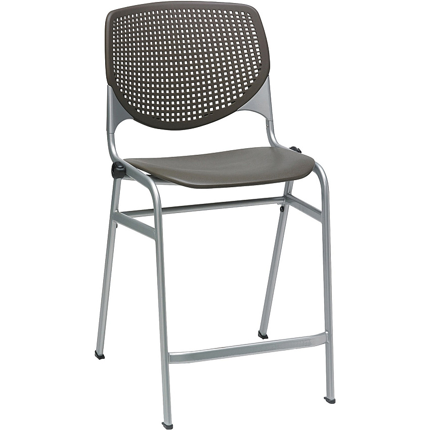KFI Kool Counter-Height Stackable Stool Brownstone Seat Color - Polypropylene Seat Material - Brownstone Back Color - Polypropylene, Aluminum Alloy Back Material - Powder Coated Silver Frame Color - Cold Rolled Steel Frame Material - Four-legg (CT2300P18)