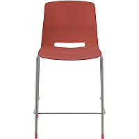 KFI Swey Collection 25" Multipurpose Stool Coral Seat Color - Polypropylene Seat Material - Coral Back Color - Polypropylene Back Material - Silver Frame Color - Steel Frame Material - Four-legged Base - 1 Each (CT2700P41)