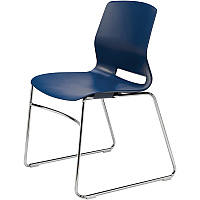 KFI Swey Collection Sled Base Chair Navy Seat Color - Polypropylene Seat Material - Navy Back Color - Polypropylene Back Material - Silver Frame Color - Stainless Steel Frame Material - Sled Base - 1 Each (SL2700P03)