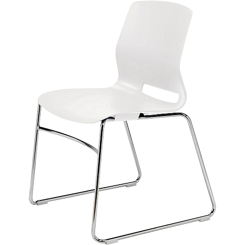 KFI Swey Collection Sled Base Chair White Seat Color - Polypropylene Seat Material - White Back Color - Polypropylene Back Material - Silver Frame Color - Stainless Steel Frame Material - Sled Base - 1 Each (SL2700P08)