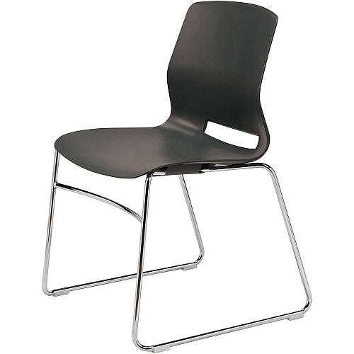 KFI Swey Collection Sled Base Chair Black Seat Color - Polypropylene Seat Material - Black Back Color - Polypropylene Back Material - Silver Frame Color - Stainless Steel Frame Material - Sled Base - 1 Each (SL2700P10)